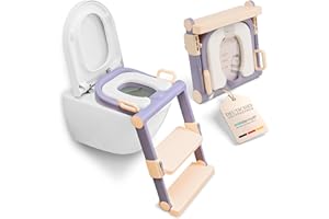PREMIUM Toilettentrainer mit Treppe für Toilettenhöhen bis 44cm - faltbar & Platzsparend, extrem stabil und hygienisch- Kindertoilette, Klositz WC Sitz für Kinder mit Treppe von modernUP (Purpur)