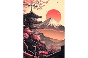NEWENMO 5D Mont Fuji Japonais Style Diamond Painting Kit,DIY Coucher de Soleil Peinture Diamant Adulte,Fleurs de Cerisier Diamant Painting Set,Pont Cristal Débutant Art Kit,pour Maison Décor 30x40cm
