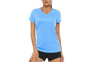 MAGCOMSEN Women's Summer V Neck T-Shirt Sun Protection Short Sleeve Tops Quick Dry Lightweight Sports Shirts