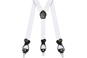 Kohentact Bretelle Uomo con Clip e Bottone, Include 6 Bottone, Larghezza 3,5 cm Y-Shape per Altezza Fino a 200 cm, Acciaio Inossidabile, Gamma di Regolazione Elasticità Extra Large