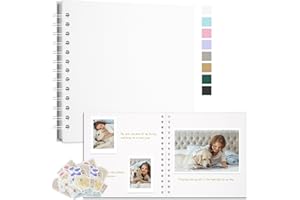 Remowith Fotoalbum Zum Selbstgestalten 20,5x20,5 cm DIY Fotobuch Kraftpapier Erinnerungsbuch für Hochzeiten 40 Seiten Album für Baby Familie Valentinstag Geburtstag Jahrestag Geschenk Weiß
