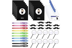 Qetlavee 60stk Spielzeug Kinder Entdecker Set,UV Stift&Notizbuch&Lupen Spielzeug&Detektivausweis Ausweise mit Clip&Schnurrbart selbstklebend,Kindergeburtstag Gastgeschenke für Detektiv Rollenspiel