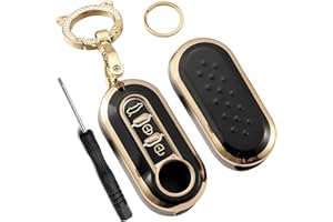 BOUGPENG Cover Guscio Chiave Silicone Compatibile con Fiat 500X 500 500L Ducato Doblo Panda Punto Lancia Delta Bravo Fiorino Qubo Scudo Stilo 3 Tasti Telecomando Auto Portachiavi TPU Custodia Coprichiave Nero