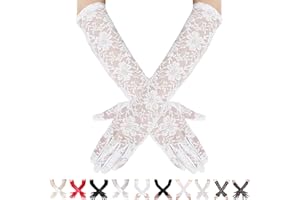 AUNGKWANG Guantes Encaje, Guantes Largos, Años 20 Vintage Encaje Guantes, Adecuado para Ópera, Accesorios para Disfraces de Fiesta de Boda, Longitud del Codo 40cm