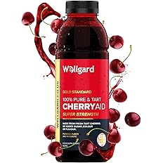 Wellgard Tart Cherry Juice, CherryAid 100% Montmorency, Juice 500ml, Sour, Made in UK