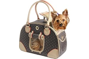 BETOP HOUSE Sac de Transport Tendance en Cuir synthétique pour Chien, Chat, Sac fourre-Tout pour Animal Domestique, Chat, Chien, Sac de randonnée, Marron, Taille L