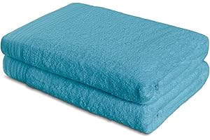 SABANALIA - Toalla Rizo Americano 600 grs, 100% algodón, Alto Grosor, Sorprendente Capacidad de Secado, Gran Capacidad para Absorber Agua, Pack 2 - Ducha 70x140, Aguamar