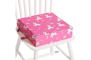 Czrrzl Rialzo Sedia Bambini Lavabile Rimovibile Portatile Cartone Animato Rialzo Sedia Bambini da Tavolo 2 Regolabile Cinghiette Antiscivolo Alzasedia Bambini Portatile per Usare Casa Viaggio(Rosa)
