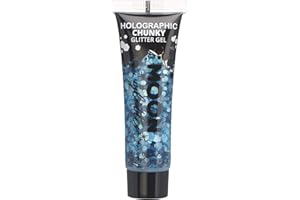 Holographisches Gesichts & Körper Chunky Glitzer Gel von Moon Glitter - 12ml - Blau - Glitzer Gesichtsfarbe