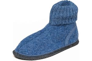 kitz-pichler Hüttenschuh Ötz - Hoher Hausschuh für Damen & Herren | Aus Reiner Schur-Wolle - hochwertige Sohle aus Filz - geschlossene Walkstoff Schuhe