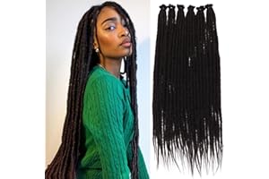 Leeven 24 Inch Black Dreadlock Extensions 20 Strands Soft Reggae Braid Locs 0.6 Width Single Ended Dreads Synthetic Handmade Crochet Locs Hippie Dreadloc /1B#