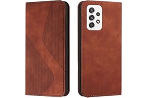 NEXCURIO Coque Portefeuille pour Samsung Galaxy A52s / A52 5G Étui à Rabat Folio Pochette Housse de Protection en Cuir PU avec Porte Cartes Clapet Antichoc Béquille - Brun