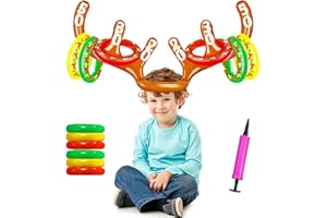 CHARFIA Giochi Natalizi, Giochi di Natale Gonfiabile Renna Antler Toss Gioco Festa di Natale, Natale Feste Party Toss Gam per la Famiglia Kids