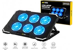 Ant Esports NC230 Gaming Notebook Cooler for 10–17 Inch Laptops | Cooling Pad with 6 Fans RGB | USB Powered Silent Fan | Adjustable Height Cooling Stand | Compatible with MacBook, PS5 & PS4