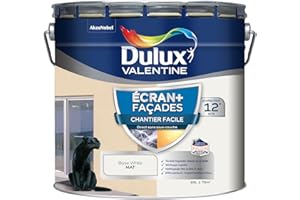 Dulux Valentine ECRAN+ CHANTIER FACILE FAÇADE - Peinture en Phase Aqueuse pour Façades - Séchage rapide et grand confort d'application - Mat Blanc 10L