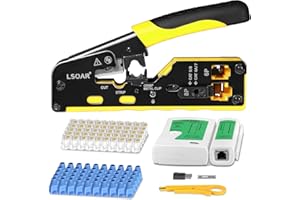 Lsoar rj45 Crimp Tool Ethernet Crimping Tool Kit Pass Through rj45 Crimper for rj45 Cat5e Cat6 Cat6a Cat7