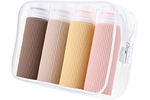 NANABORN Flaconi da Viaggio in Silicone 100 ml 4 Pezzi Bottiglie da Viaggio Travel Bottles Set （Marrone）