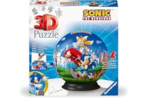Ravensburger - Puzzle 3D Ball - Sonic - A partir de 6 Ans - 72 pièces numérotées à Assembler sans Colle - Support Inclus - Diamètre : 13 cm - 11592