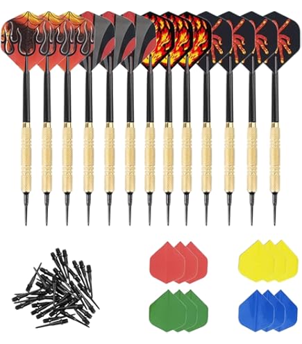 Dartpijlen kunststof punt - 12 stuks - professionele set - 18 gram