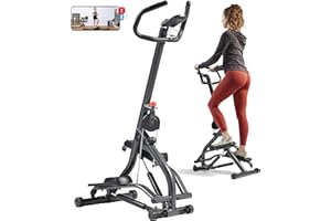Sunny Health & Fitness Stair Stepper w/Handlebar, Height-Adjustable, Low-Impact Cardio Workout for Legs, Core and Glute, LCD Monitor, Optional SunnyFit® App Enhanced Connectivity