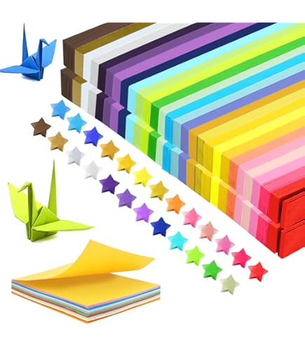 ODETOJOY Glow in the Dark Lucky Star Origami papier vouwstrips lichtgevende Eiffeltoren hart ontwerp - 7 kleuren, 210 vellen (bloemontwerp