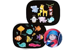 GOOSKY Car Window Sun Shade for Baby Kids, Car Sunshades Shield Visor for Children with PVC Adsorption UV Rays/Sunlight Protection(Cute Animal Pattern (Black)