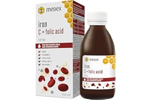 ‎MEDEX Medex Eisen C + Folsäure Sirup, 74% honigbasiert - 142 g Honig in der Flasche, ausgezeichneter Geschmack, Vitamin C, Folsäure, Gelée Royale, Propolis, Rote Bete Saft, 150 ml