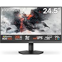 【IPS 1ms 200Hz 24.5インチ】 KOORUI G2511P Amazon.com: KOORUI 24.5 Inch Gaming Monitor 200Hz, 1ms, FHD