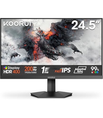 r*o様 KOORUIモニター 24インチ 200Hz HDMI×2 G2411 KOORUI G2411P 24 Inch 200Hz Gaming Screen, IPS, FHD 1080P