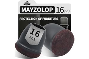MAYZOLOP Feltrini per Sedie Rotondi, Tappi di Protezione per Gambe Della Sedia con Feltro,Gommini per Sedie Rotondi per Pavimenti in Legno Duro, Nero, Diametro 14-19 mm 16 Pezzi