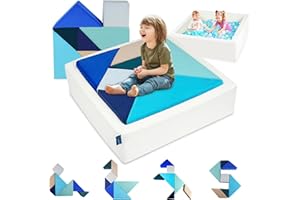 Heypappy Kids Play Sofa, Tangram Square Puzzles Couch Furniture, Modular Kids Play Couchs Furniture, Puzzle Solving Couchs Building Fort for Playroom Bedroom Boys Girls Teens, Ocean
