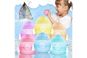FULLWARE 6Pcs Reusable Water Balloons With Mesh Bag Quick Fill Self Sealing Water Bombs for Water Fight Game Water Ball Leakproof Design Summer Toys Multicolor Pool Toys for Kids And Adults