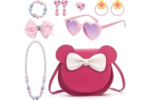 RSXING Girls Shoulder Bags - Girls Crossbody Bags with Jewellery sets for Kids Toddler Handbag - Gifts Kids Purse Birthday Presents for 3 4 5 6 Years Old Girls