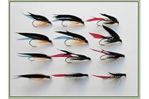 JUST CATCH 12 Barbless Wet Trout Flies - Butchers, Gold and Kingfisher, choice of sizes, Popular Sea Trout fishing flies (12)