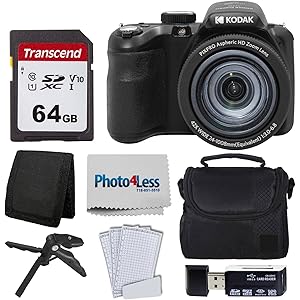 Kodak PIXPRO AZ425 Digital Camera Bundle with 64GB Memory Card   Camera Case (Black)   USB Card Reader   Table Tripod   Accessories (Black)
