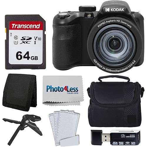 Kodak PIXPRO AZ425 Digital Camera Bundle with 64GB Memory Card   Camera Case (Black)   USB Card Reader   Table Tripod   Accessories (Black)