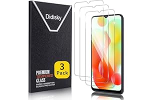 Didisky 3-Unidades Cristal Templado Protector de Pantalla para Xiaomi Redmi 12C, Antihuellas, Sin Burbujas, Fácil de Limpiar, 9H Dureza, Fácil de Instalar, Transparente