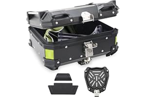 MENES [2023 28L Motorcycle Top Case, Aluminum Motorcycle Trunk Tour Tail Box with Security Lock for Store Helmet Large Luggage, Waterproof Motorcycle Top Box, Universal Motorcycle Accessories-Black