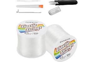 RAINWOOD Elastic Bracelet String Cord Kit: 2 Rolls of 200m (0.5mm) Clear Beaded Stretch Cord with Tools - Perfect for Bracelet Making and DIY Jewelry Projects!