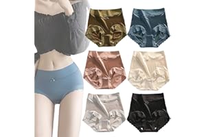 ELDEMA Culottes en Satin de Soie glacée de qualité supérieure pour Femmes, 6 pièces, Taille Haute, Ultra-Fines, Confortables, contrôle du Ventre, Slips façonnants, Culottes sous-vêtements