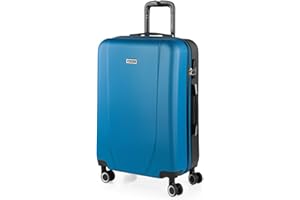 ITACA - Maleta Mediana con 4 Ruedas Giratorias para Viajes Largos Tipo Trolley Ideal como Maletas de Viaje Grandes 23 Kilos y Maleta Viaje Mediana Resistentes, Azul-Antracita