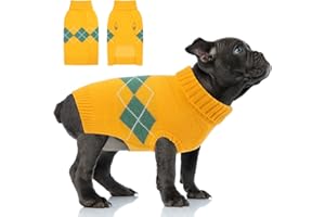 Winter Hund Katzenpullover, Hund Weiche Warme Pullover für Kleine Hunde, Haustier Warme Kleid Weste für Chihuahua Teddy Dackel Zwergdackel Yorkie Französische Bulldogge,Yellow S
