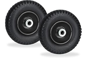 Relaxdays Wheelbarrow Wheels 2.50-4, Set of 2, Solid Rubber, Steel Rim, up to 80 kg, Replacement Tyre, Black, 2.5-4