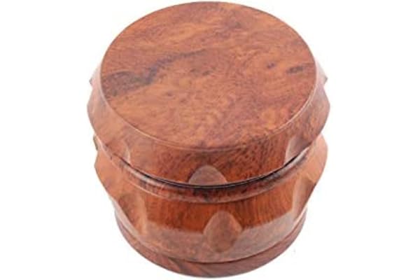 Grinder en résine,apparence bois, 40 mm de diamètre, moulin à épices,4 parties avec récupérateur de pollen et spatule fournie,dents en aluminium de haute qualité,couvercle aimenté (bois foncé)