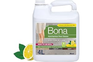 Bona Rengöringsmedel för Hårda Golv, 4 L Refill, Doft av Citron och Mint | För LVT, linoleum, klinker, sten och vinyl, Refill för spraymopp och flaska, Storpack 4 L, Snabbtorkande och ränderfri