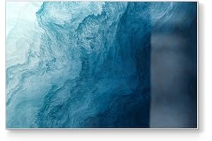 DEQORI Planche à découper en verre | Grande taille 30 x 20 cm | Motif "vagues agitées" | Planche à découper design pour cuisine | Planche à petit-déjeuner antibactérienne & antidérapante | Plateau en