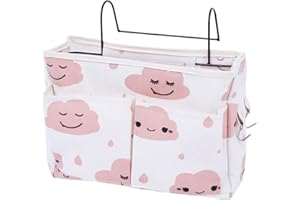 HNJKJEU Tasche da Letto Appendibile con Gancio Borsa da Comodino per Organizer Sospesa Portaoggetti da Letto Appendibile Pratici Accessori per Il Letto Adatto per Letti a Castello Lettino Bambini ( Rosa )