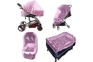 FFTANXS Moskitonetz Kinderwagen,Insektenschutz Kinderwagen Universal Outdoor,Mückennetz Kinderwagen Dank Feinem Netzgewebe,Reißfest & Waschbar,Idealer Fliegennetz Kinderwagen Kinder Schutz -Rosa
