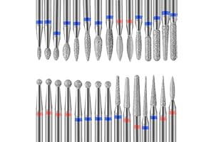 Set di 30 punte diamantate trapano per unghie, Depvko punta fresa cuticole da 3/32 pollici per trapano unghie, punte fresa unghie professionale, manicure e pedicure strumenti per rimuovere unghie