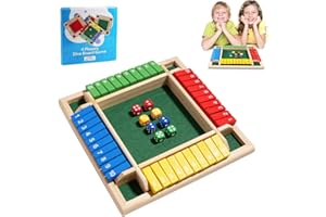 VICBOU Juego de Dados de Shut The Box, Juego de Tablero, Juego de Dados de Caja, Cierra la Caja Juego con 8 Dados, Juguetes de Matematicas para Niños,Juegos de Tablero Familiares y Viaje